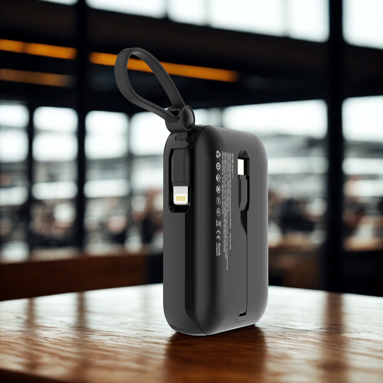 Lifetrons 10000mAh PD 22.5W 口袋自帶線移動電源 | 超輕薄雙內置線數顯