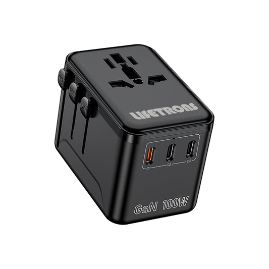 Lifetrons 100W GaN 萬能旅行轉換插頭 |全球通用轉換插頭|支援快充