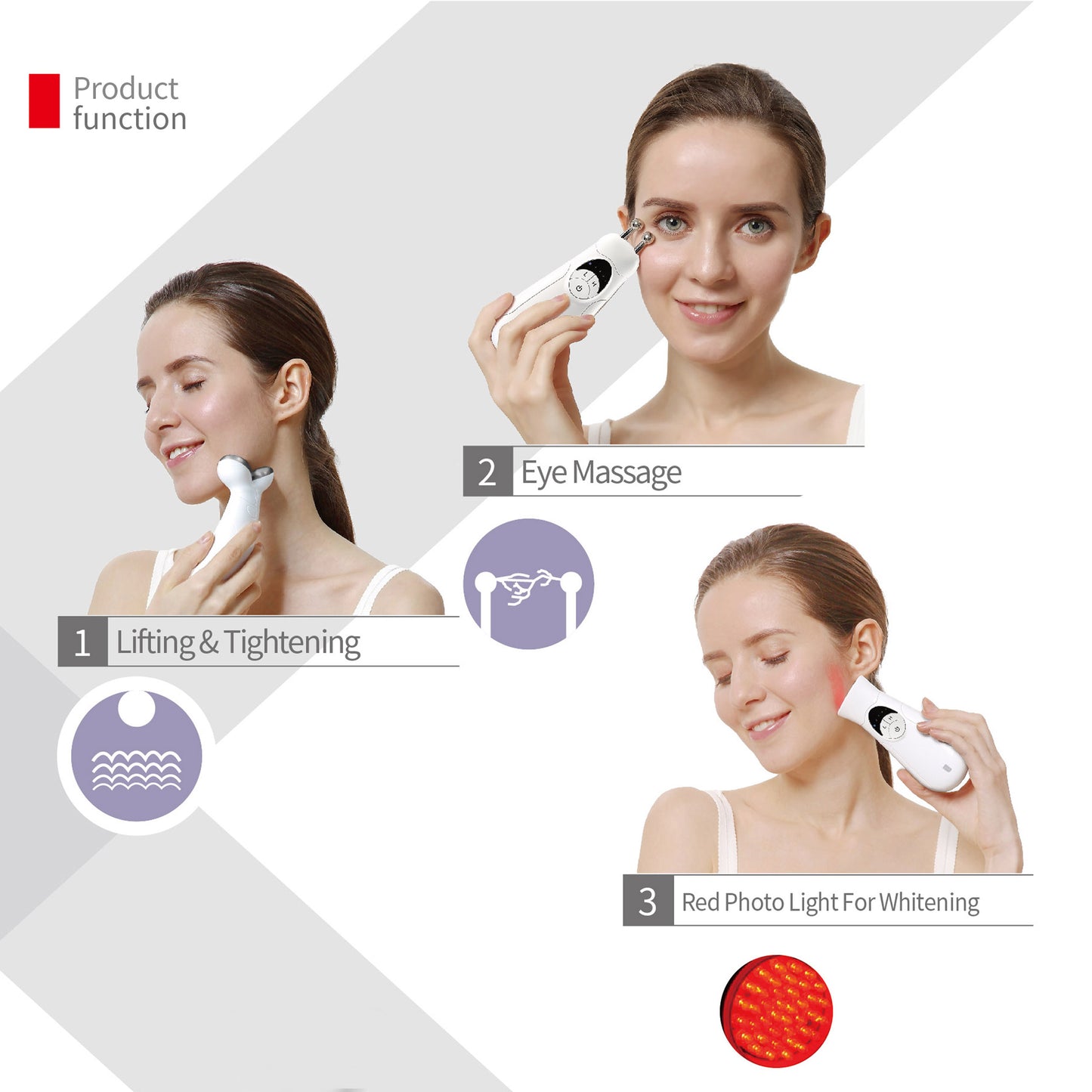 Lifetrons Switzerland Microcurrent Face Lifting Device EP-400D | EMS V-Face Firming and Shaping / Wrinkle Reduction / Red Light Therapy