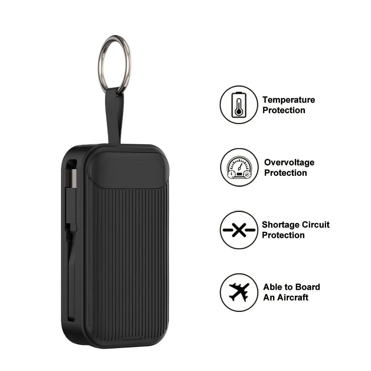 Lifetrons 5000mAh PD 22.5W Lipstick-Sized Power Bank with Built-in Cable | Ultra-Lightweight