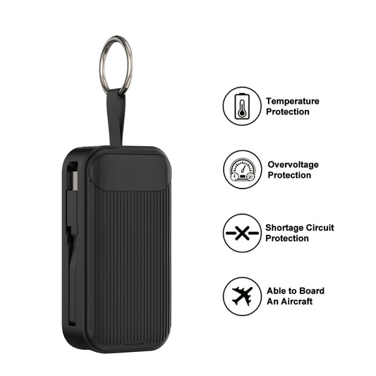 Lifetrons 5000mAh PD 22.5W Mini自帶線移動電源 | 超輕量