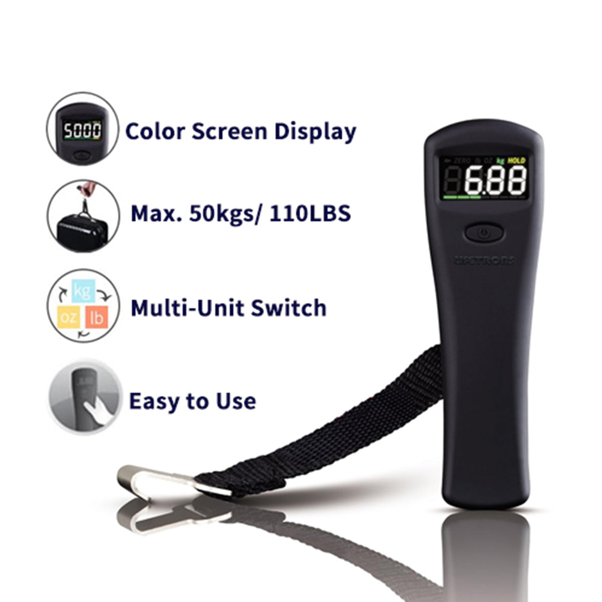 Lifetrons Switzerland Portable Digital Color Display Luggage Scale FG-6019