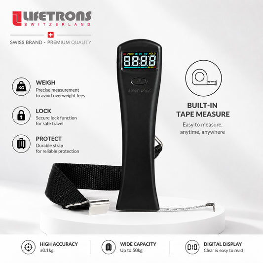 Lifetrons Swiss 2-in-1 Color Display Luggage Scale (Built-in Tape Measure) FG-6020