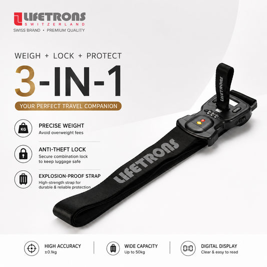 Lifetrons 3-in-1 智能行李帶 (附可拆式電子秤與密碼鎖) | 防盜防超重 (LB10BC)