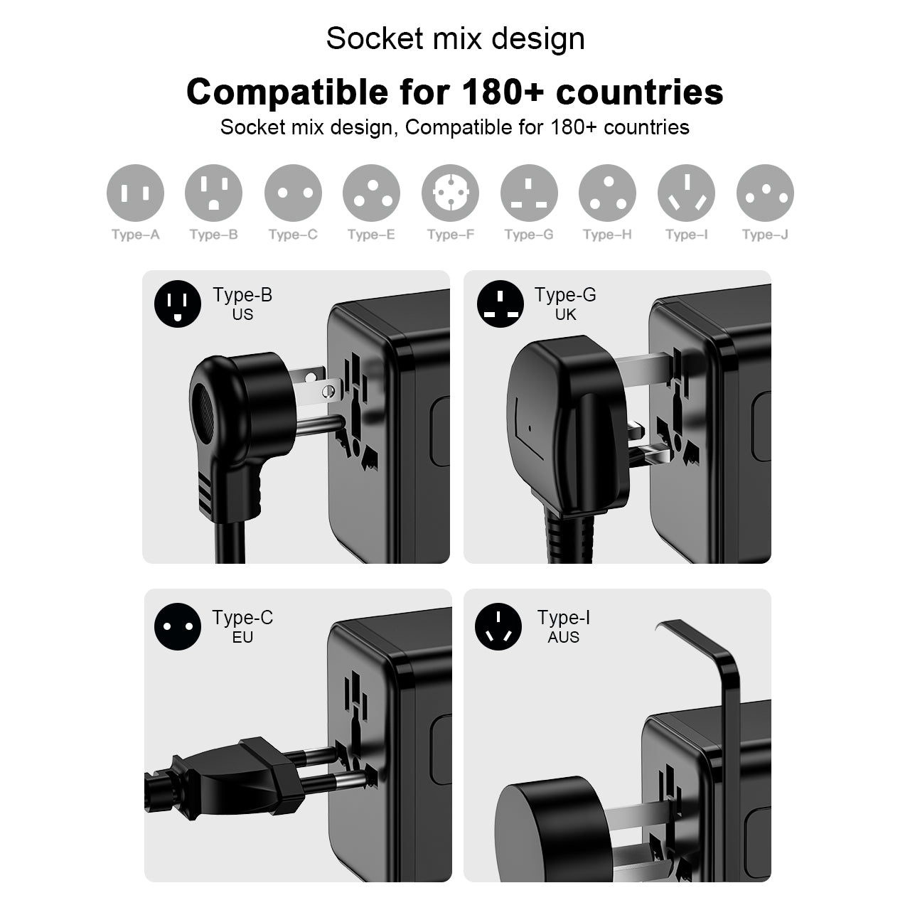 Lifetrons 100W GaN Universal Travel adapter |Fast Charge