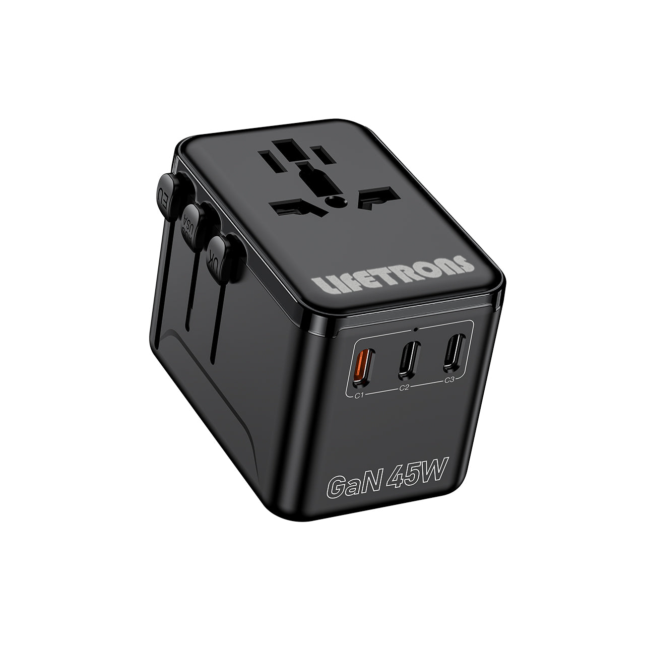 Lifetrons 45W GaN Universal Travel Adapter | Fast Charging